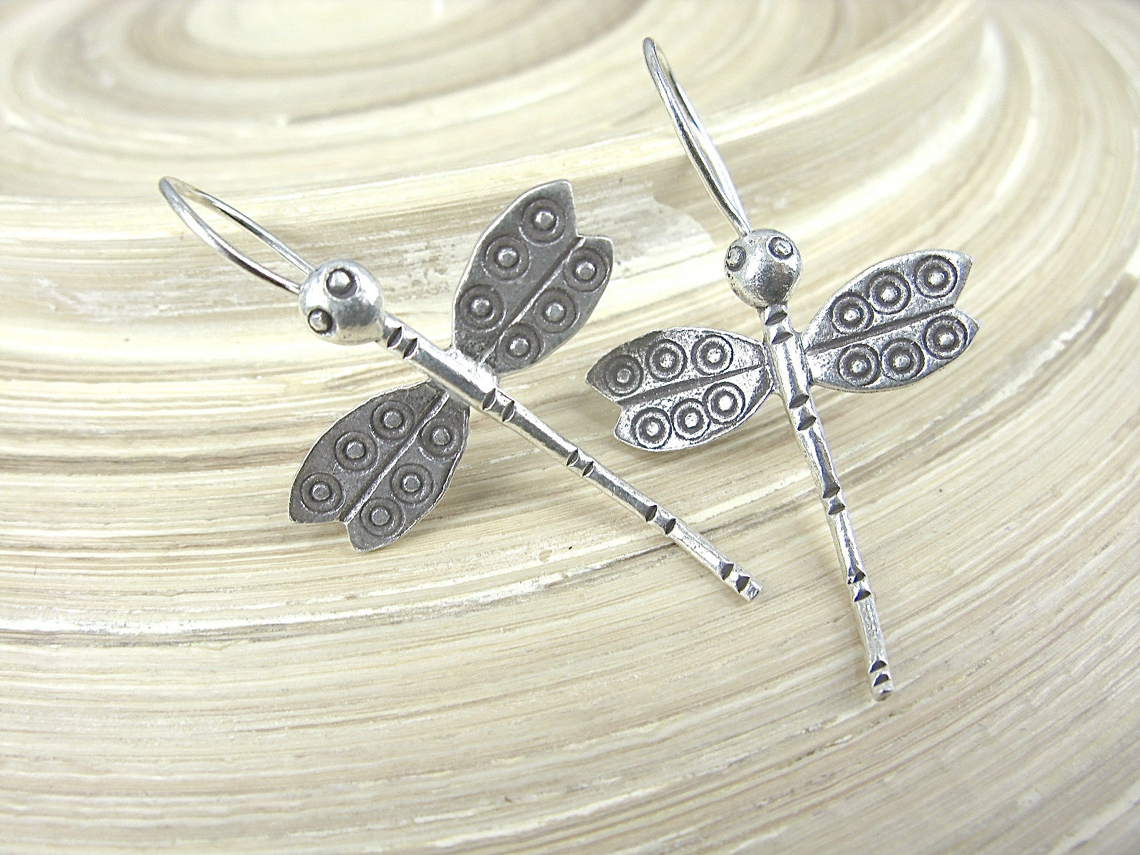 Dragonfly Tribal 925 Sterling Silver Ear Wire Earrings Earrings Faith Owl - Faith Owl