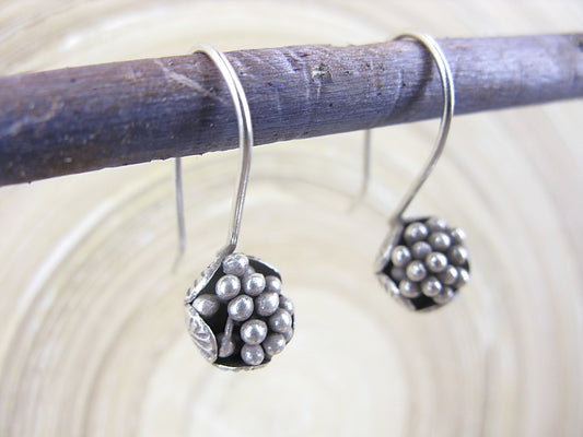 Lotus Flower Tribal Oxidized 925 Sterling Silver Ear Wire Earrings Earrings Faith Owl - Faith Owl