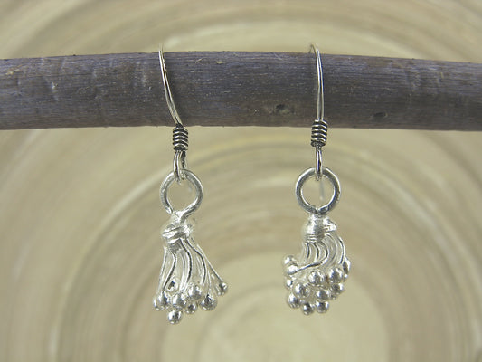 Lotus Flower Tribal Matte Ear Wire Earrings in 925 Sterling Silver