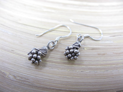 Lotus Flower Tribal Oxidized 925 Sterling Silver Ear Wire Earrings