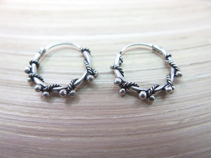 12mm Bead Hoop Earrings Sterling Silver Earrings - Faith Owl