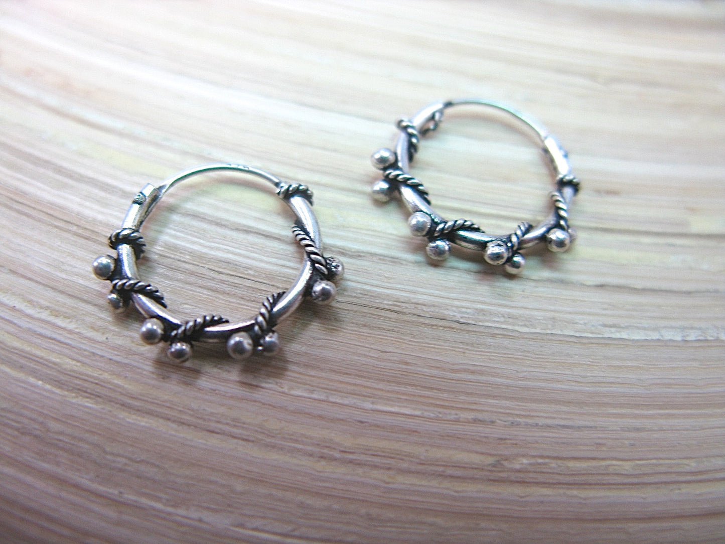 12mm Bead Hoop Earrings Sterling Silver Earrings - Faith Owl