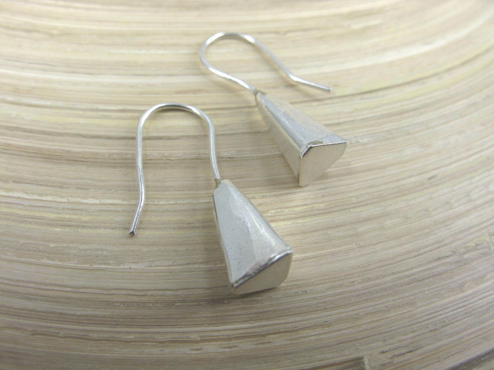 Triangle Cylinder Tribal 925 Sterling Silver Ear Wire Earrings Earrings Faith Owl - Faith Owl