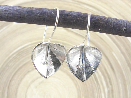 Lotus Leaf Tribal 925 Sterling Silver Ear Wire Earrings Earrings Faith Owl - Faith Owl