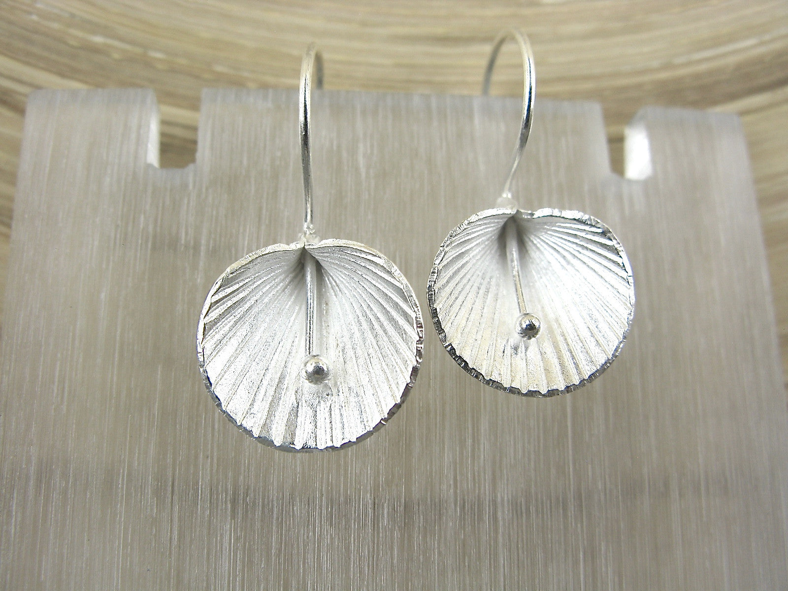 Lotus Leaf Tribal 925 Sterling Silver Ear Wire Earrings Earrings Faith Owl - Faith Owl