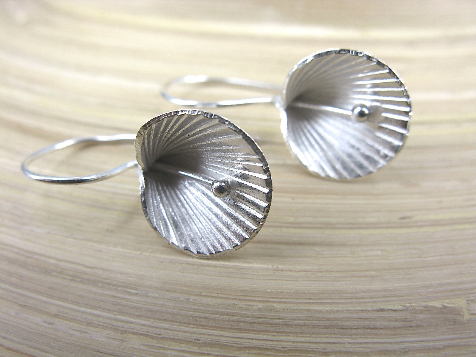 Lotus Leaf Tribal 925 Sterling Silver Ear Wire Earrings Earrings Faith Owl - Faith Owl