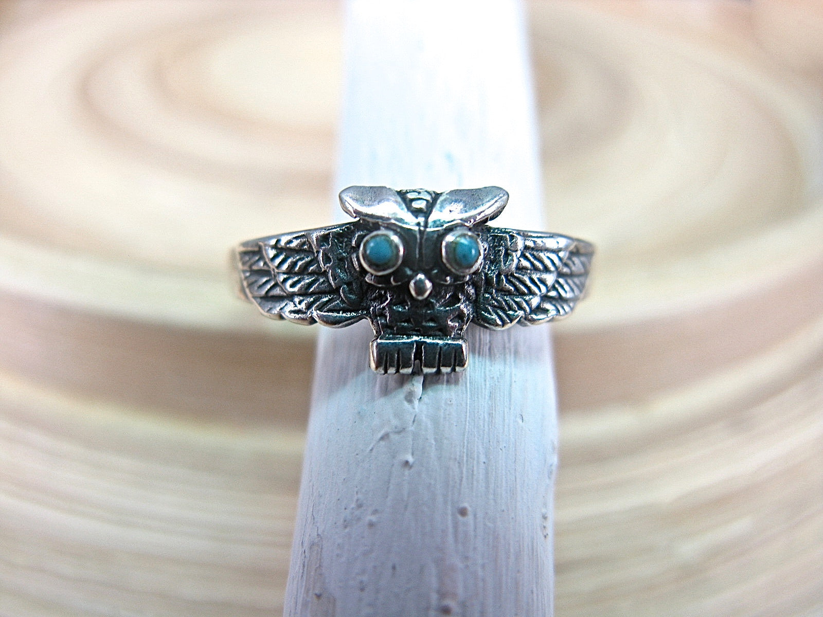Owl Turquoise Ring in 925 Sterling Silver