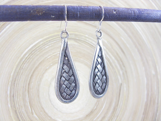 Woven Tribal Dangle Oxidized 925 Sterling Silver Earrings Earrings Faith Owl - Faith Owl