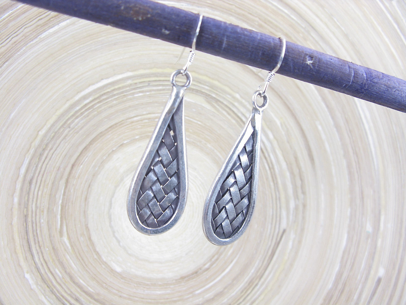 Woven Tribal Dangle Oxidized 925 Sterling Silver Earrings Earrings Faith Owl - Faith Owl