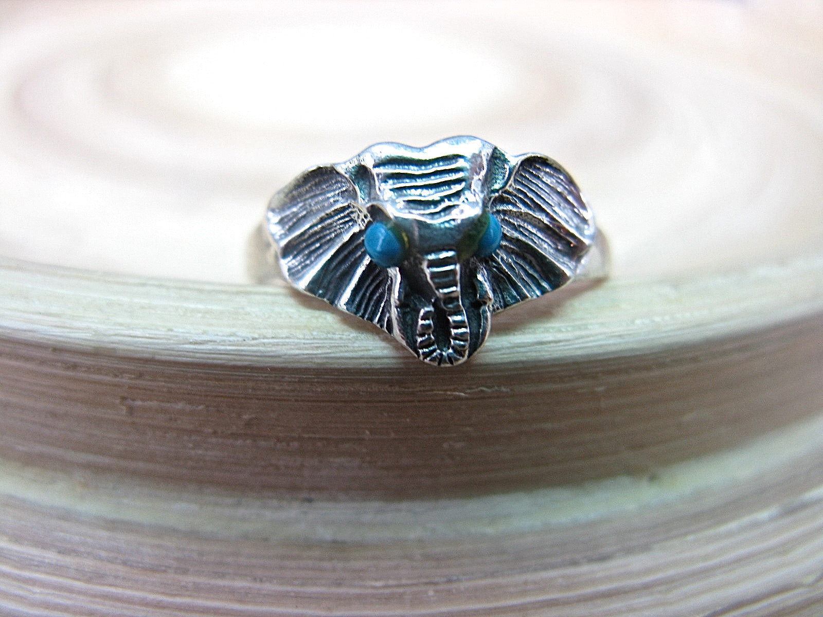 Elephant Turquoise Ring in 925 Sterling Silver Ring - Faith Owl