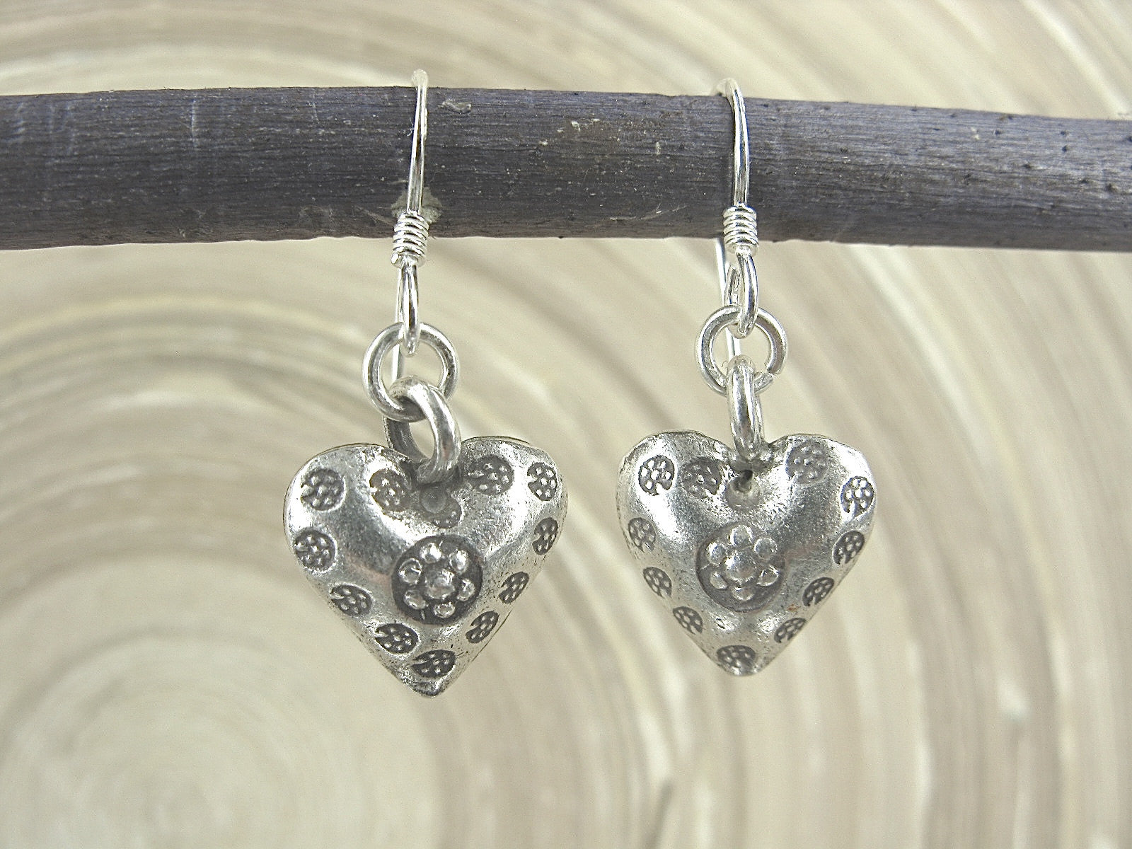 3D Heart Tribal Engrave Oxidized 925 Sterling Silver Earrings Earrings - Faith Owl