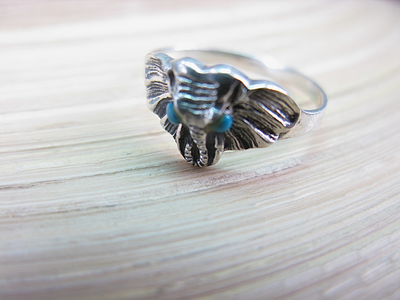 Elephant Turquoise Ring in 925 Sterling Silver Ring - Faith Owl