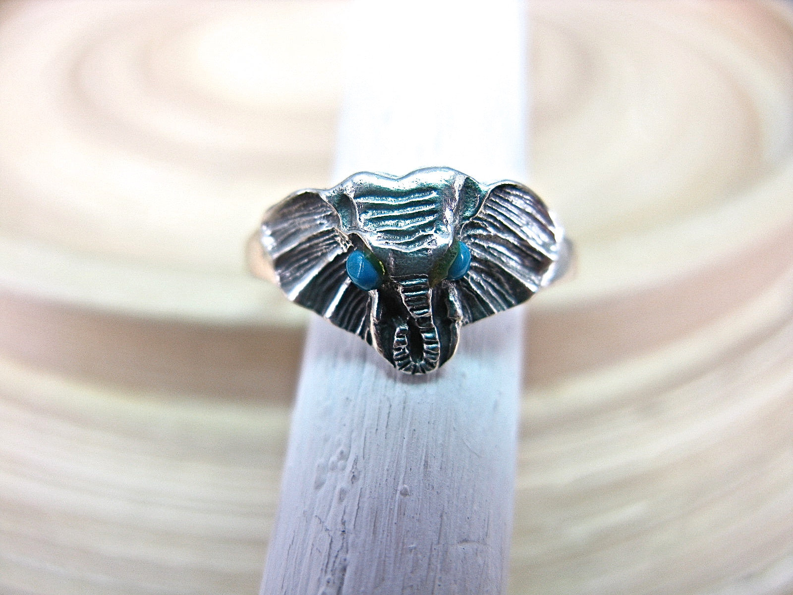 Elephant Turquoise Ring in 925 Sterling Silver Ring - Faith Owl