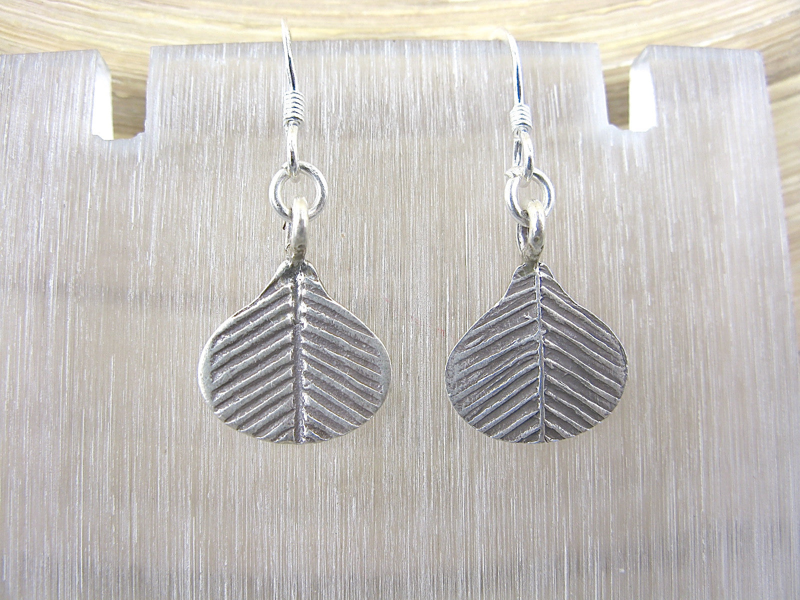 Leaf Fan Tribal Dangle 925 Sterling Silver Earrings Earrings Faith Owl - Faith Owl