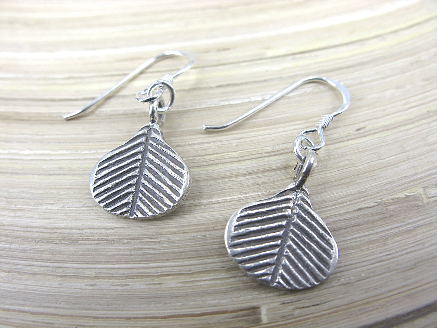 Leaf Fan Tribal Dangle 925 Sterling Silver Earrings Earrings Faith Owl - Faith Owl