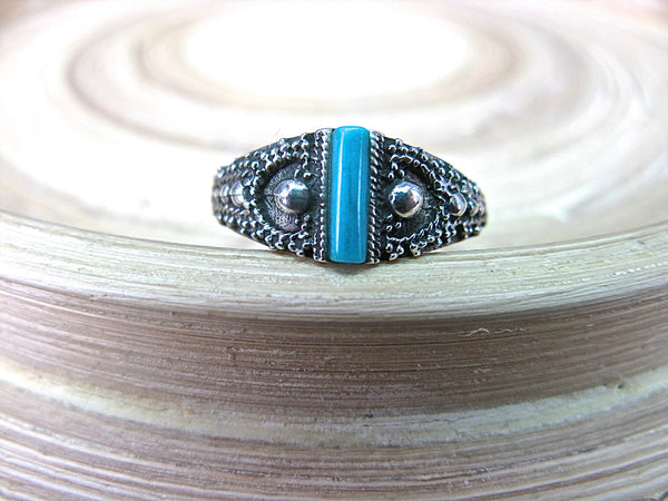 Turquoise Bar Ring in 925 Sterling Silver Ring Faith Owl - Faith Owl