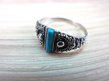 Turquoise Bar Ring in 925 Sterling Silver Ring Faith Owl - Faith Owl