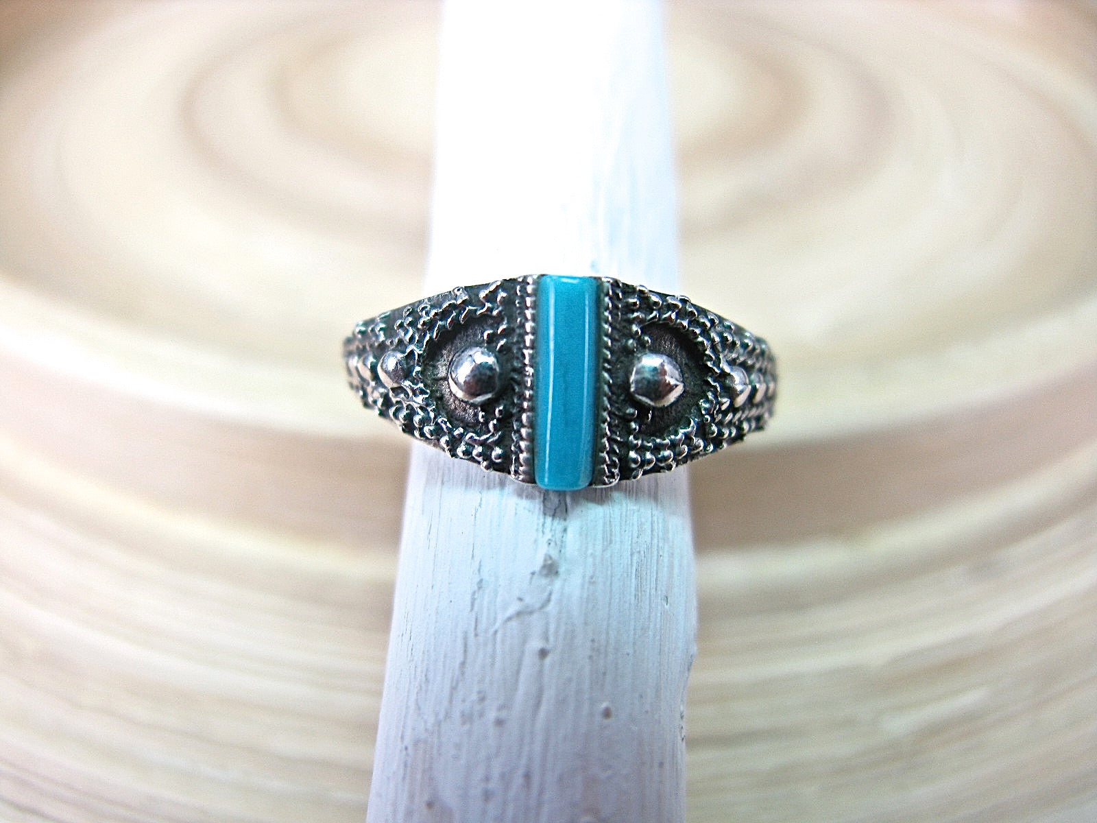 Turquoise Bar Ring in 925 Sterling Silver Ring Faith Owl - Faith Owl