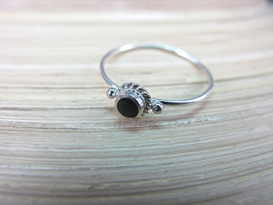 Onyx Ring Minimalist in 925 Sterling Silver Ring Faith Owl - Faith Owl