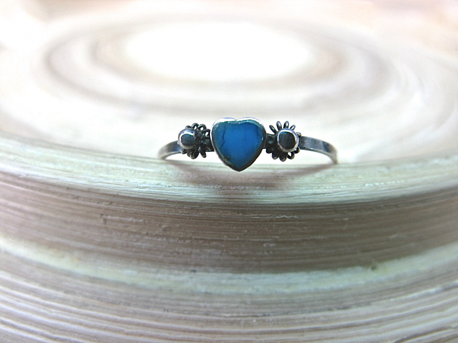 Turquoise Heart Ring Minimalist Jewelry in 925 Sterling Silver