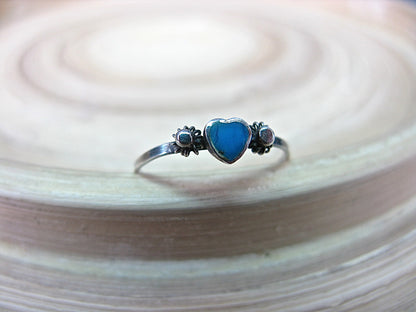 Turquoise Heart Ring Minimalist Jewelry in 925 Sterling Silver