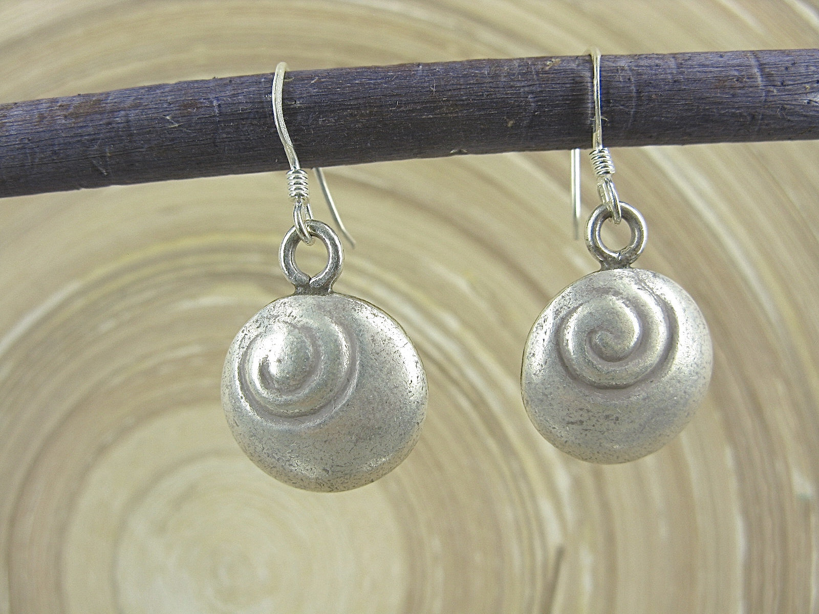 3D Seashell Shaped Tribal Dangle 925 Sterling Silver Earrings Earrings - Faith Owl