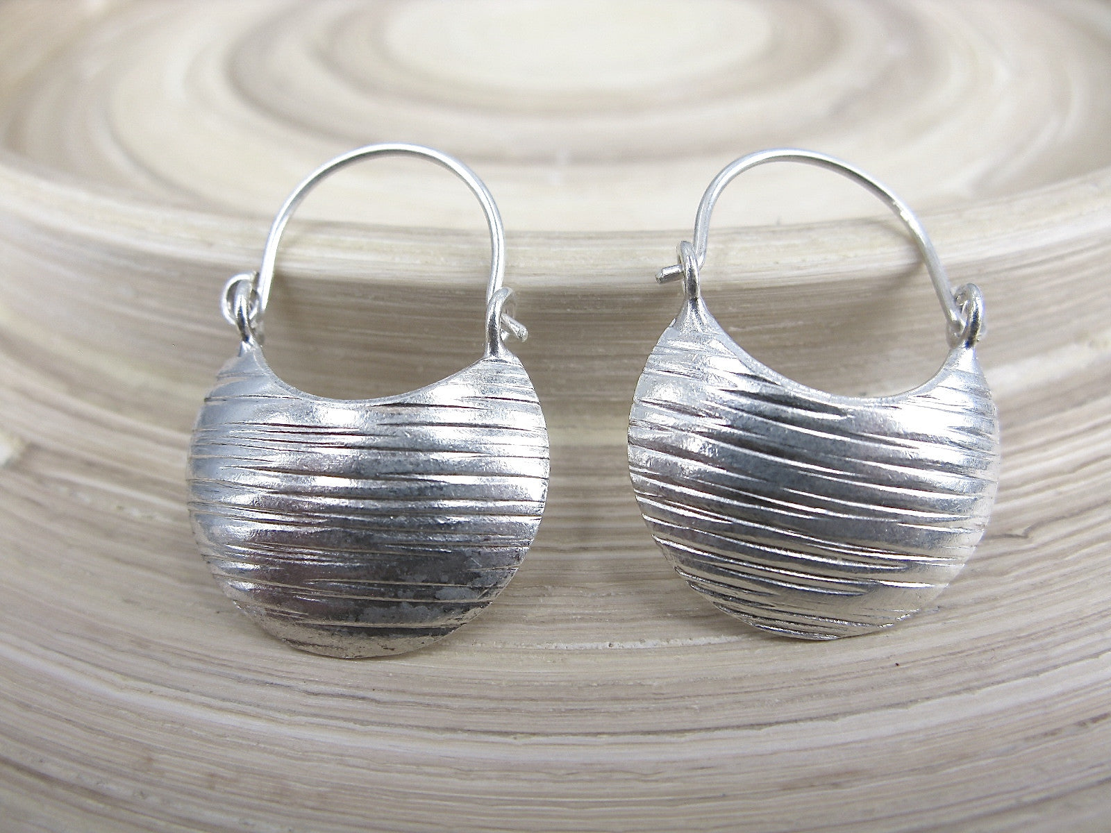 Hammered Hoop Handmade 925 Sterling Silver Earrings Earrings - Faith Owl