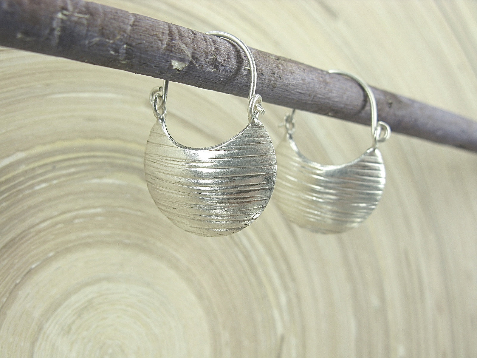 Hammered Hoop Handmade 925 Sterling Silver Earrings Earrings - Faith Owl