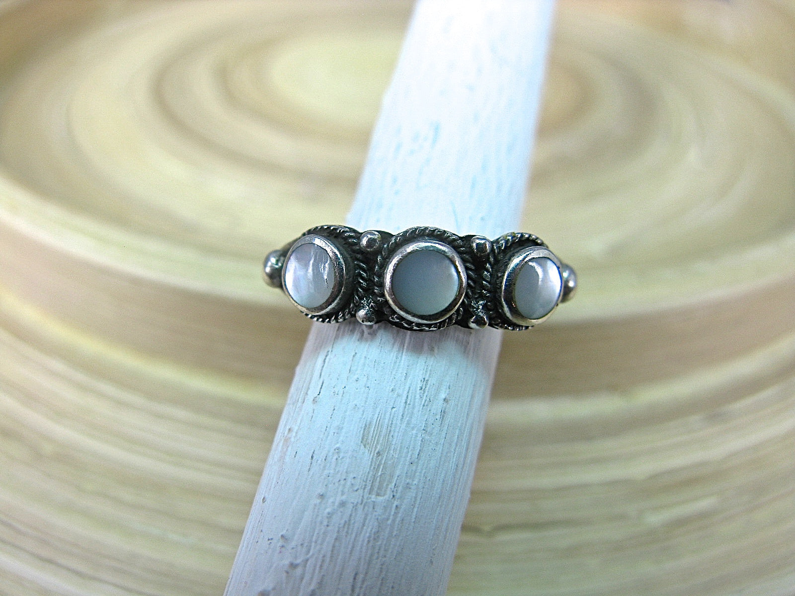 Mother of Pearl Ring Gemstone Jewelry in 925 Sterling Silver Ring Faith Owl - Faith Owl