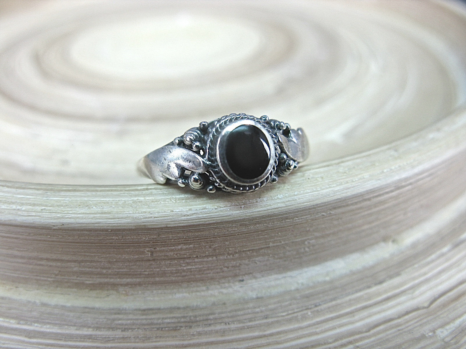 Onyx Ring Bohemian Jewelry in 925 Sterling Silver Ring Faith Owl - Faith Owl