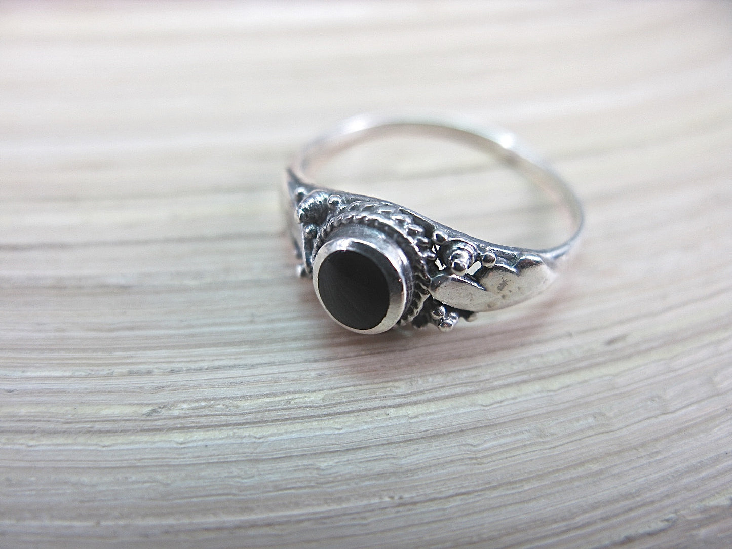 Onyx Ring Bohemian Jewelry in 925 Sterling Silver Ring Faith Owl - Faith Owl