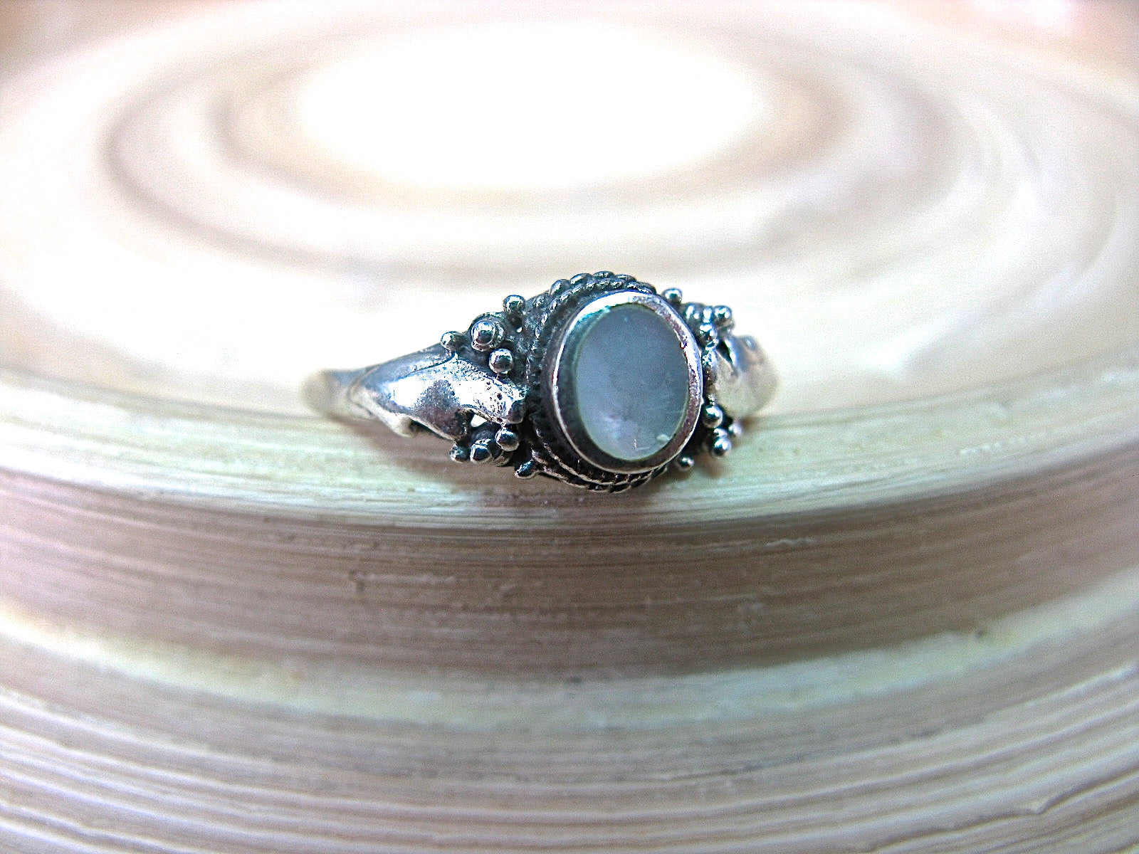 Mother of Pearl Ring Bohemian Jewelry in 925 Sterling Silver Ring Faith Owl - Faith Owl