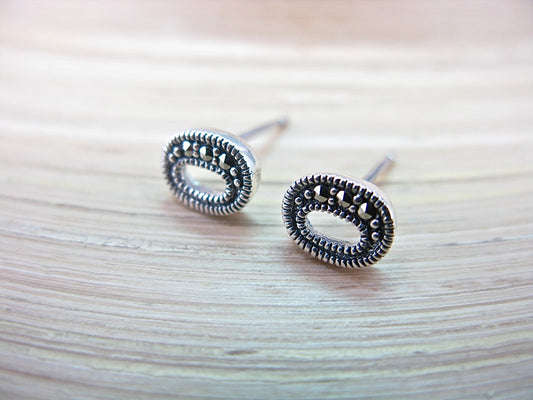 O Shape Marcasite Stud Earrings in 925 Sterling Silver Stud Faith Owl - Faith Owl