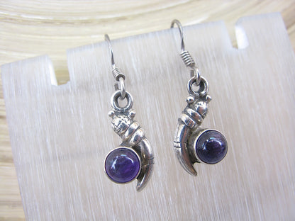 Amethyst Dangle Oxidized 925 Sterling Silver Earrings Earrings - Faith Owl