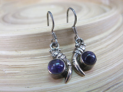 Amethyst Dangle Oxidized 925 Sterling Silver Earrings Earrings - Faith Owl