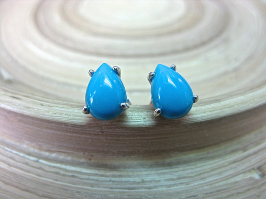 Turquoise Tear Drop Stud Earrings in 925 Sterling Silver Stud Faith Owl - Faith Owl