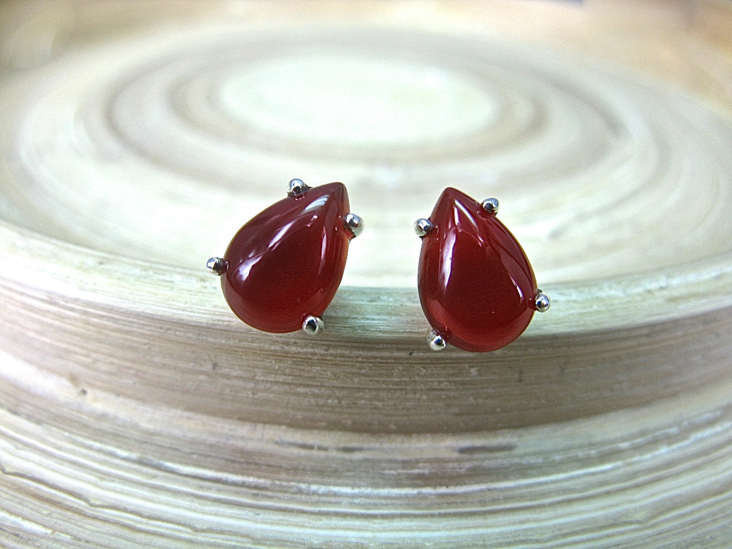 Carnelian Tear Drop Stud Earrings in 925 Sterling Silver Stud Faith Owl - Faith Owl