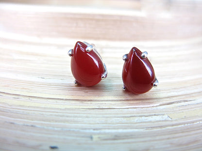 Carnelian Tear Drop Stud Earrings in 925 Sterling Silver Stud Faith Owl - Faith Owl