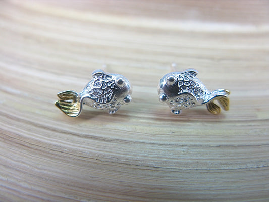 Goldfish Stud Earrings in 925 Sterling Silver Stud - Faith Owl