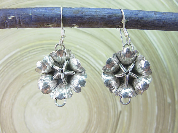 Flower Tribal Oxidized Dangle 925 Sterling Silver Earrings Earrings - Faith Owl