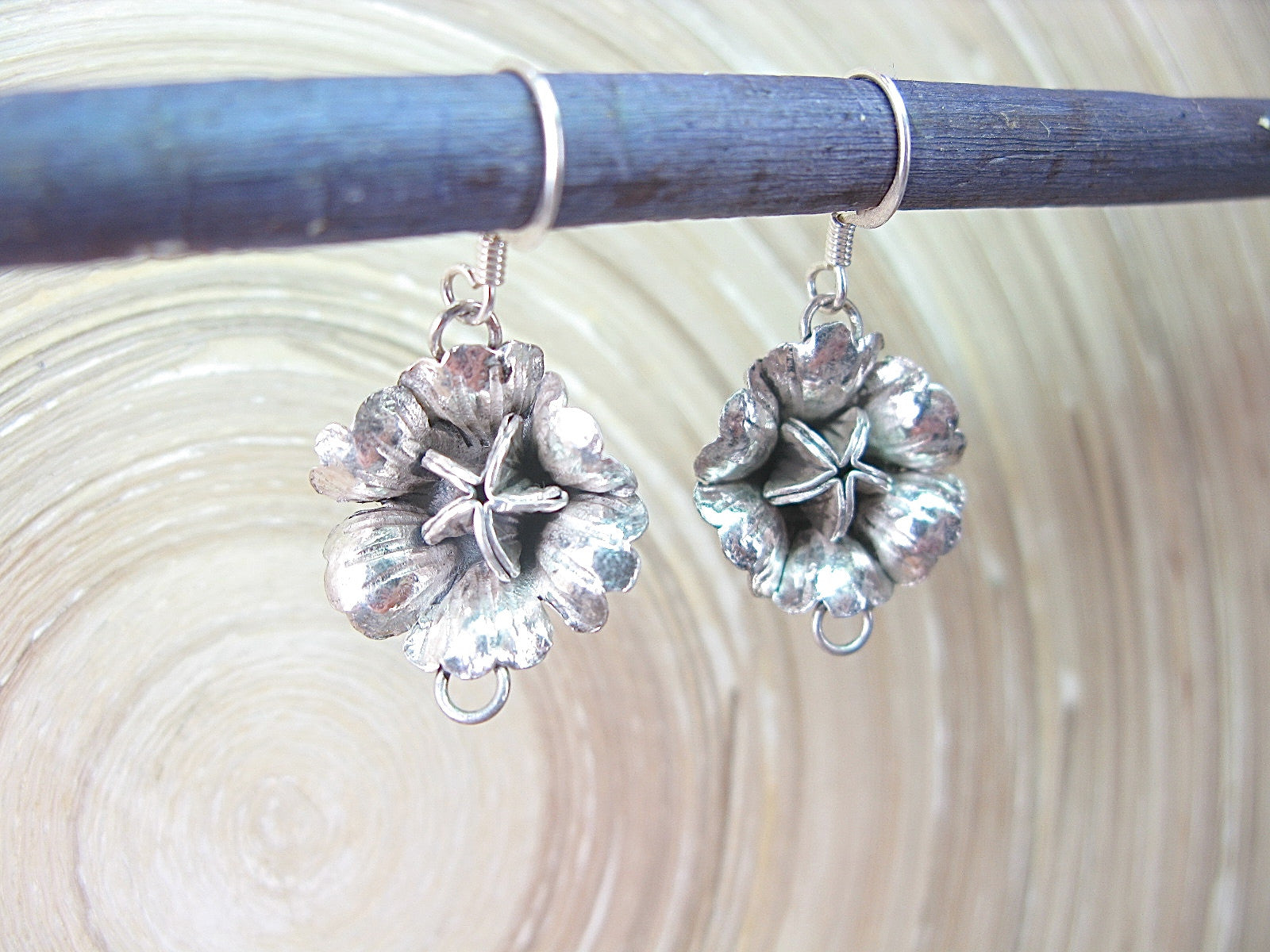 Flower Tribal Oxidized Dangle 925 Sterling Silver Earrings Earrings Faith Owl - Faith Owl
