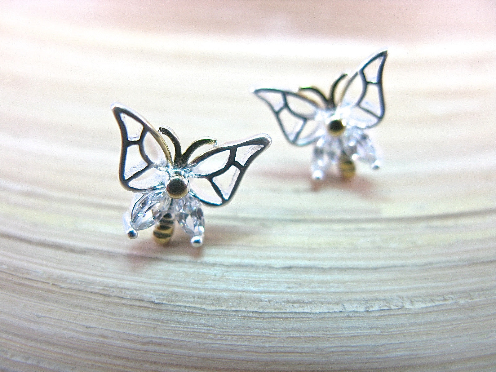 Butterfly Filigree Stud Earrings in 925 Sterling Silver Stud - Faith Owl