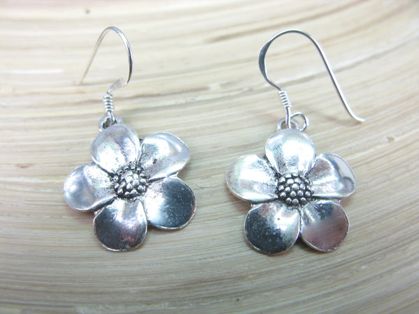 Flower Tribal Plain Dangle 925 Sterling Silver Earrings Earrings - Faith Owl