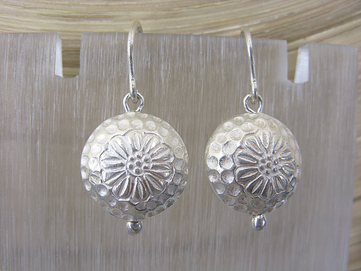 3D Round Tribal Disc Dangle 925 Sterling Silver Earrings Earrings - Faith Owl