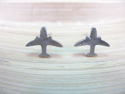 Airplane Stud Earrings in 925 Sterling Silver Stud - Faith Owl