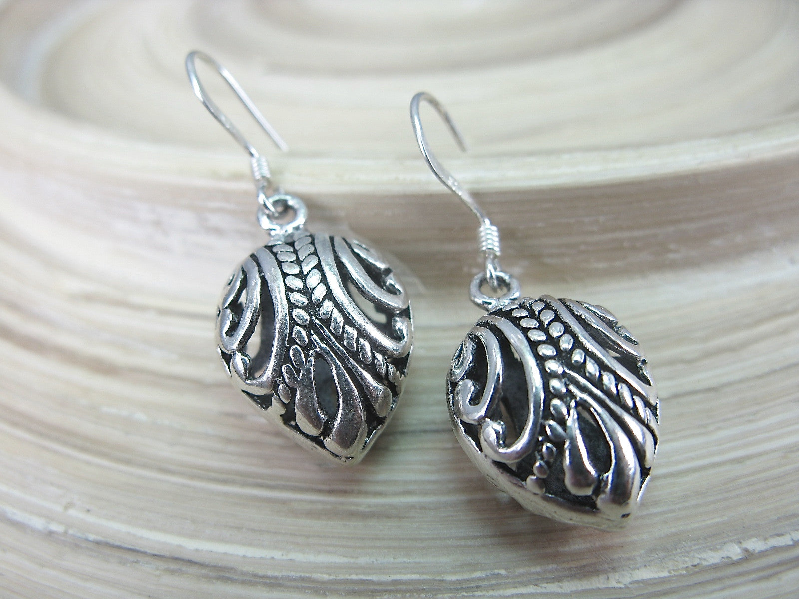 Filigree Lace Oxidized Dangle Drop 925 Sterling Silver Earrings Earrings - Faith Owl