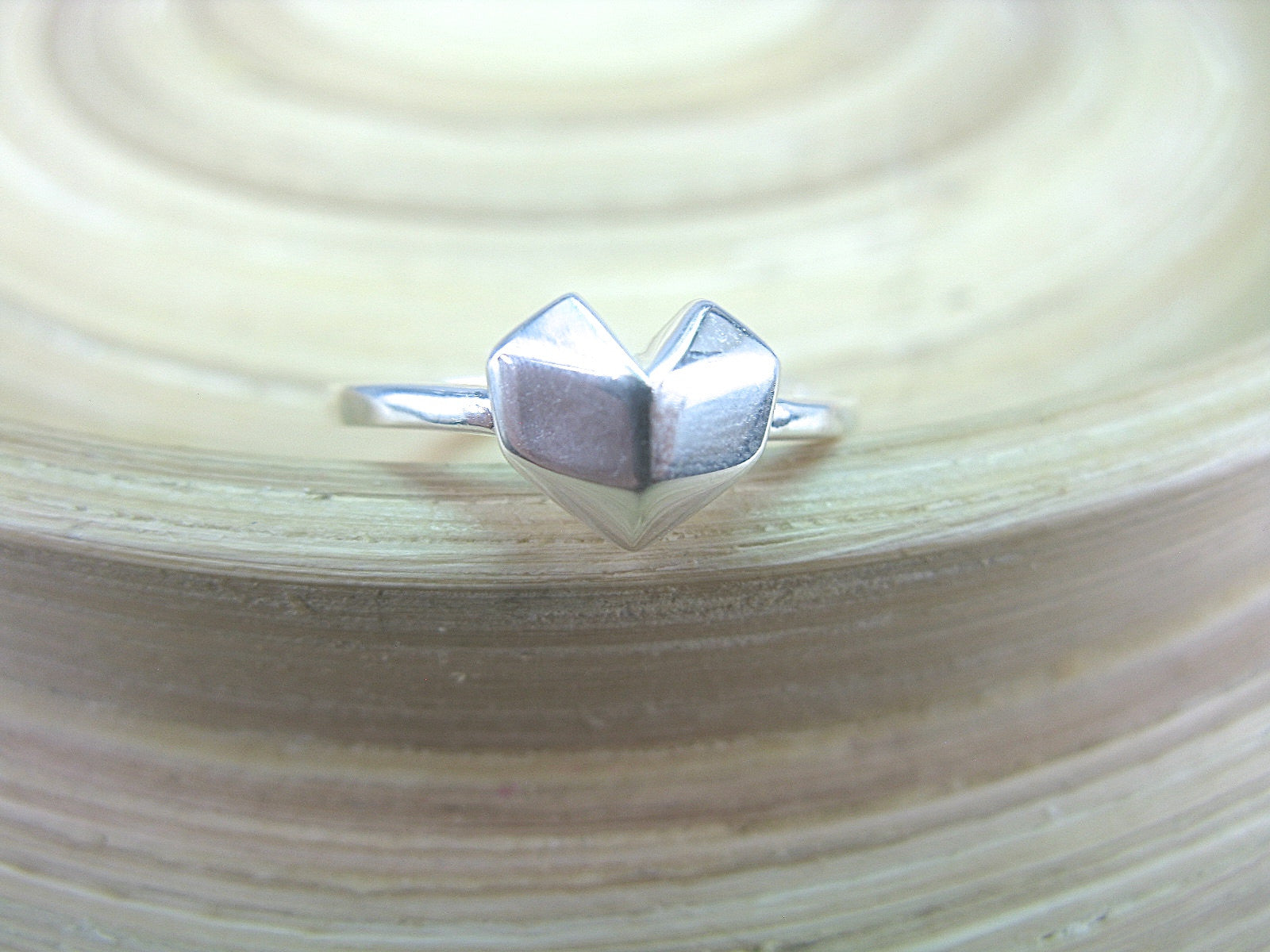 Origami Heart Sterling Silver Ring Ring Faith Owl - Faith Owl