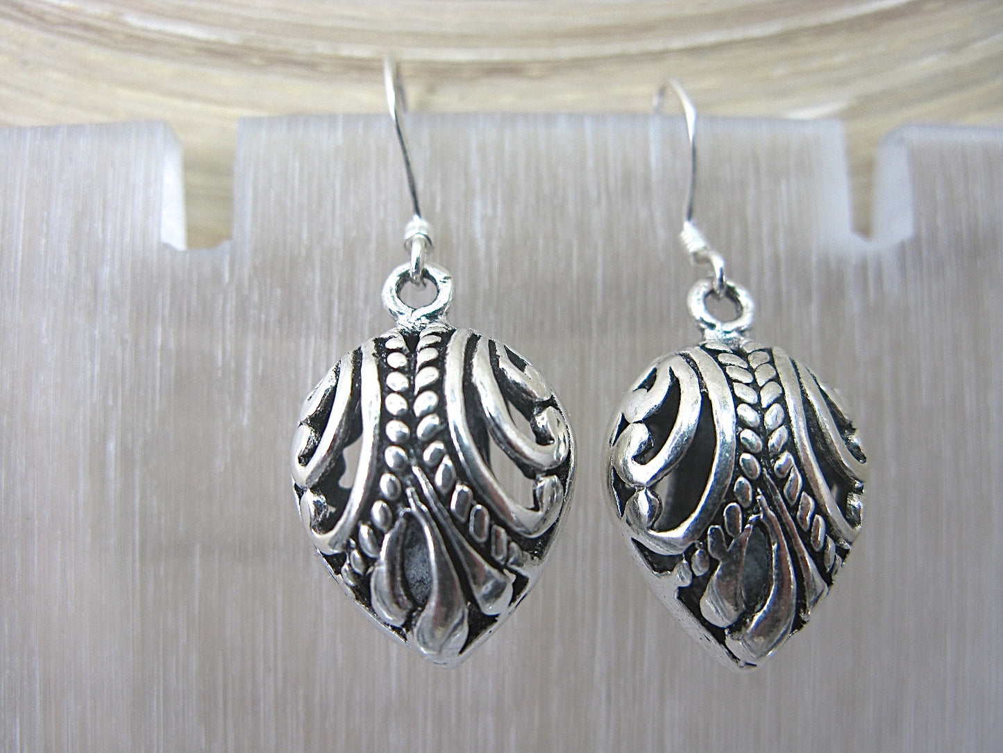 Filigree Lace Oxidized Dangle Drop 925 Sterling Silver Earrings Earrings - Faith Owl