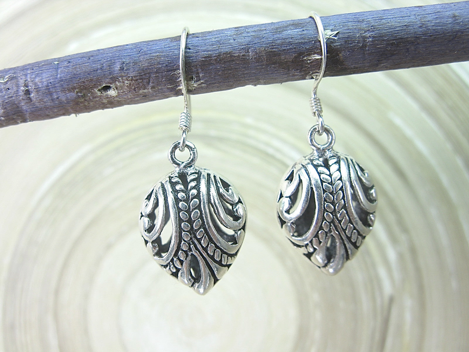 Filigree Lace Oxidized Dangle Drop 925 Sterling Silver Earrings Earrings - Faith Owl