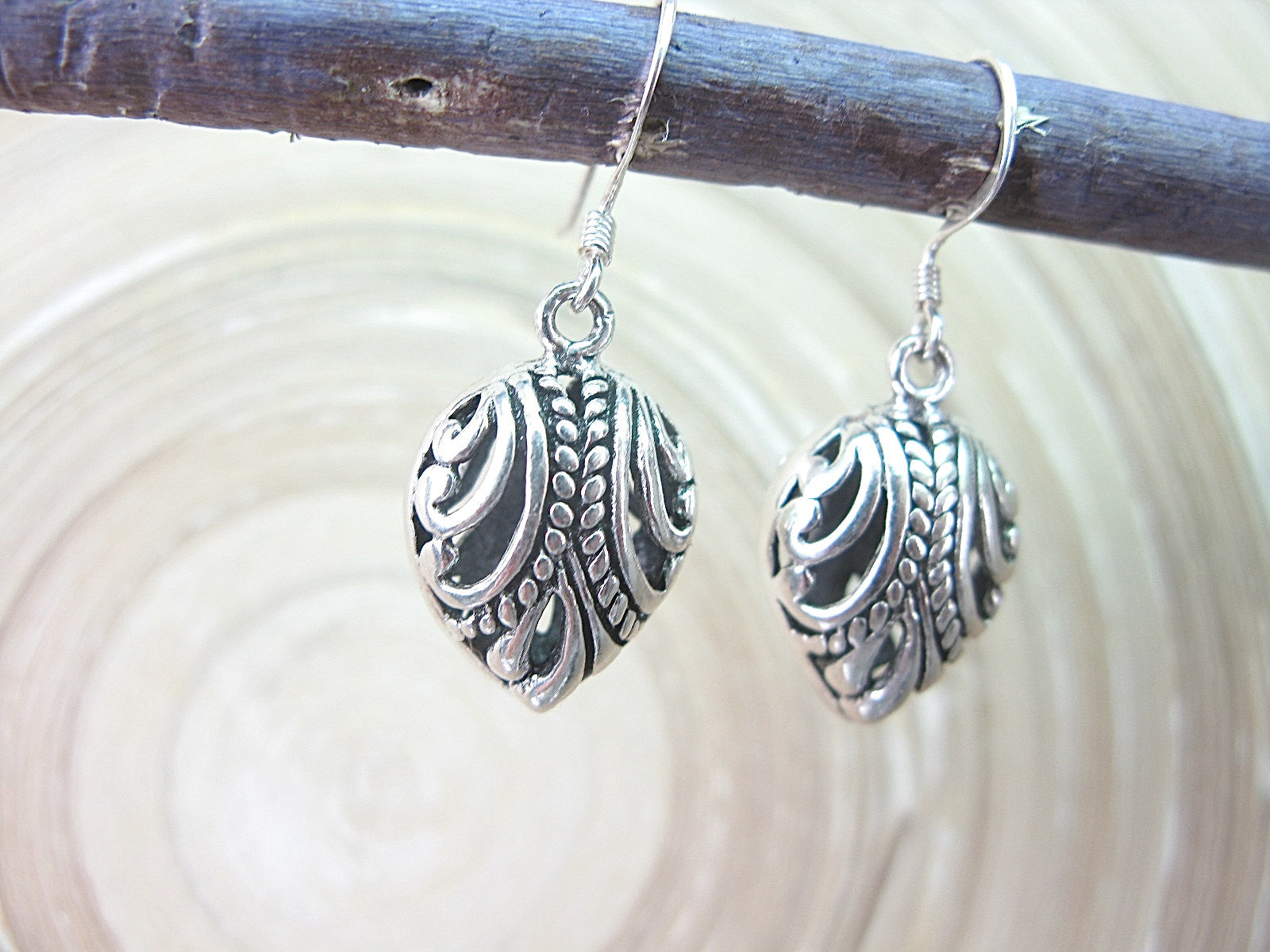 Filigree Lace Oxidized Dangle Drop 925 Sterling Silver Earrings Earrings - Faith Owl